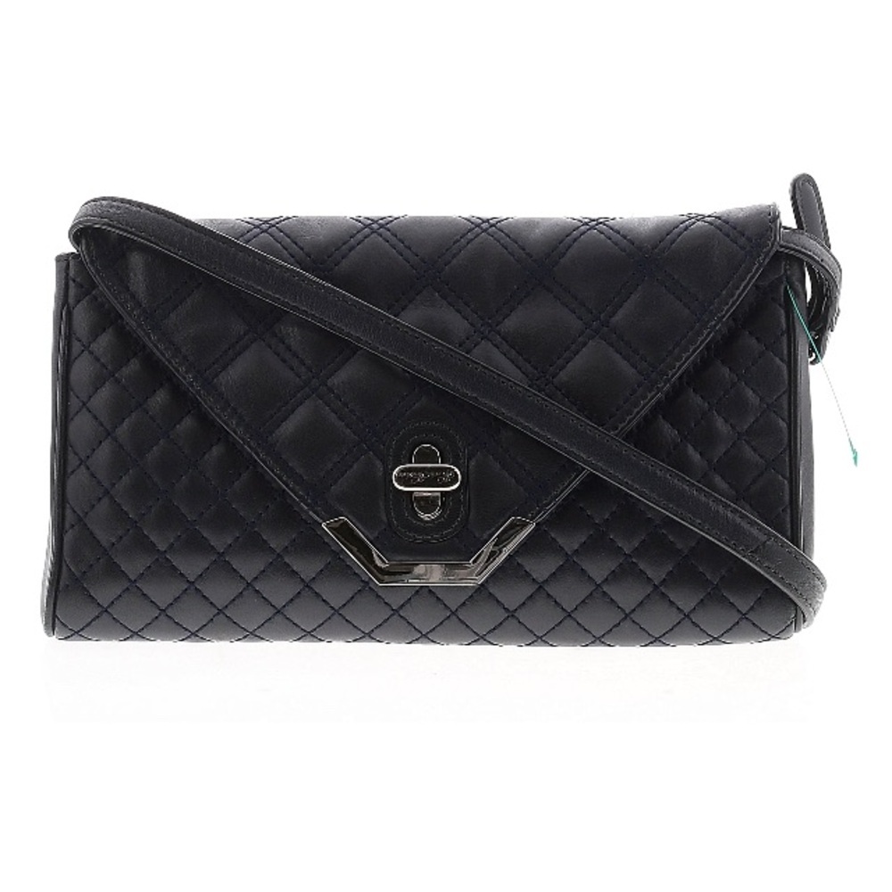 BROOKS BROTHERS LAMBSKIN QUILTED CLUTCH CROSSBODY BAG NAVY (ALMOST BLACK) - Picture 3 of 5